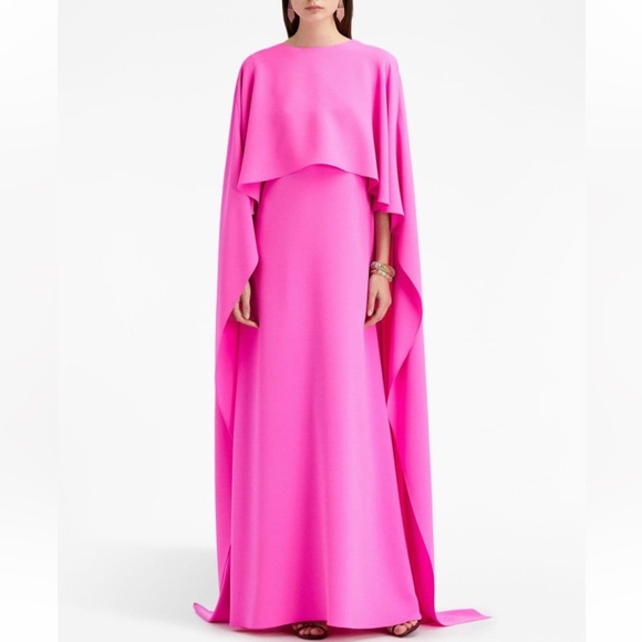 Oscar de la Renta Cowl back Georgette Cape Back Caftan - Picture 2 of 8